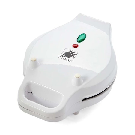 J-Jati 10 in. Electric Round Waffle Maker Iron None Stick Surface Rotary Plate, White J-308259